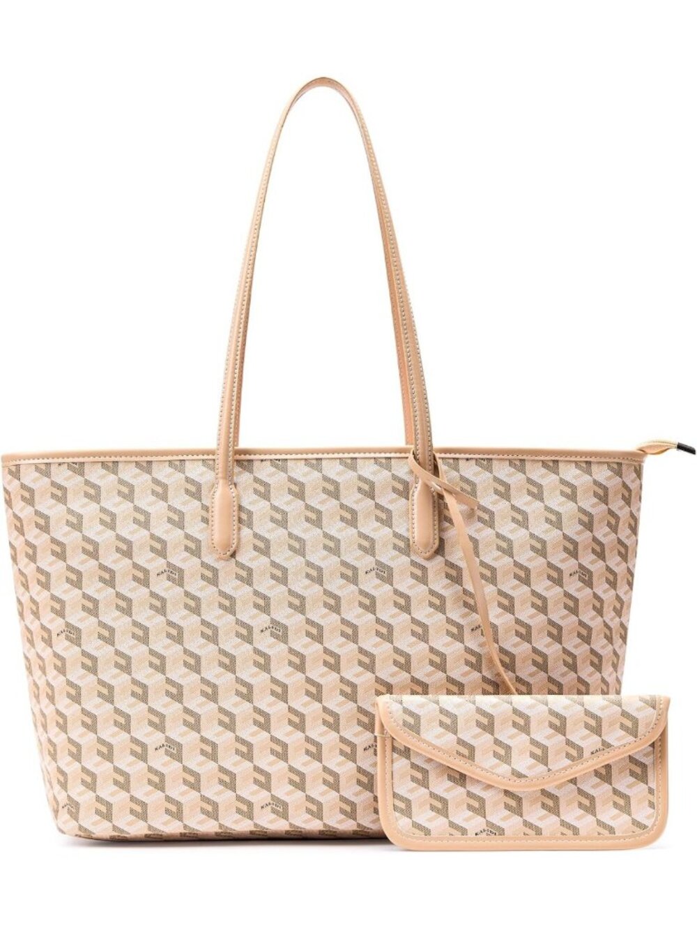 Stylish 3D Cube Tote Bag - Monogram Print Leather Weekender Shopper Handbag